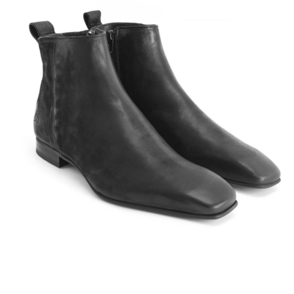 John Fluevog Shoes - John Fluevog Tudor Burghley Square Toe Ankle Boots Black Size 8
